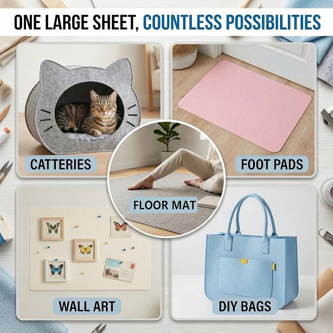 Royal Blue Felt Fabric 36" x 72" 1.6mm Thick Large Craft Sheet | Soft, Flexible - Image 4