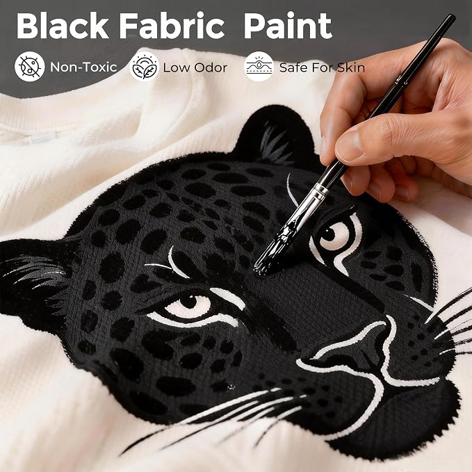 Nicpro Black Fabric Paint, 4 oz Fabric Paint - Image 2
