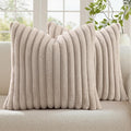 decorUhome Cozy Faux Fur Throw Pillow Covers 24x24 Set of 2 Decorative Soft by decorUhome