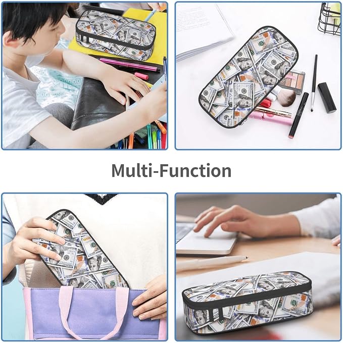 Money Novelty Us Dollar Cash Pattern Pencil Case Organizer Big Capacity Pencil - Image 7