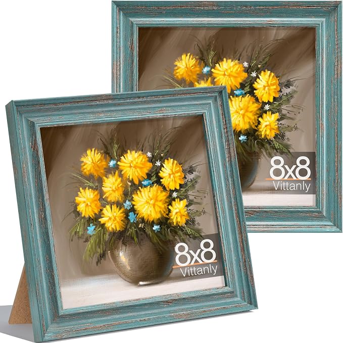Vittanly 8x8 Picture Frames Set of 2, Ornate Vintage Photo Frame by Vittanly