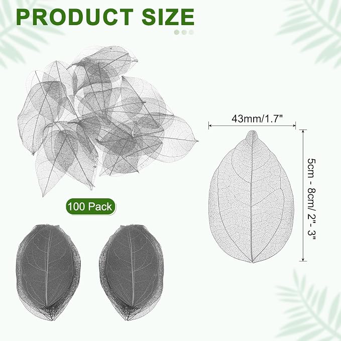 uxcell 100 Pcs Grey Skeleton Leaves - Image 2