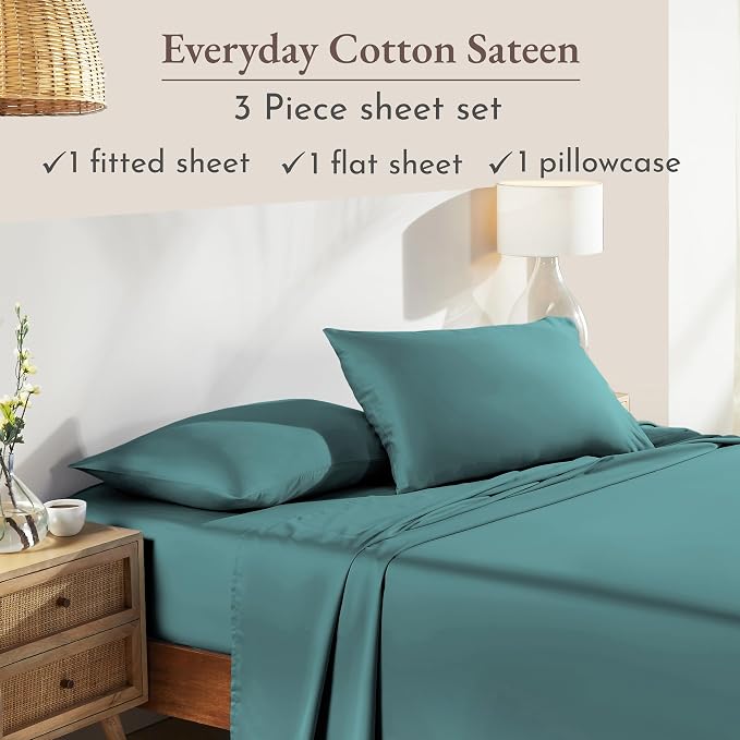 California Design Den Natural 100% Cotton Sheets Twin XL Size Set - Image 4