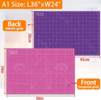 Self Healing Cutting Mat A1 24"x 36" Double Sided Pink Mat - Image 2