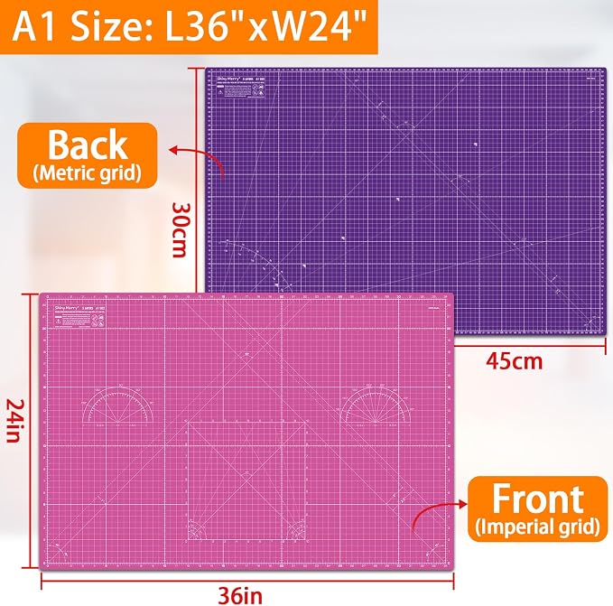 Self Healing Cutting Mat A1 24"x 36" Double Sided Pink Mat - Image 2