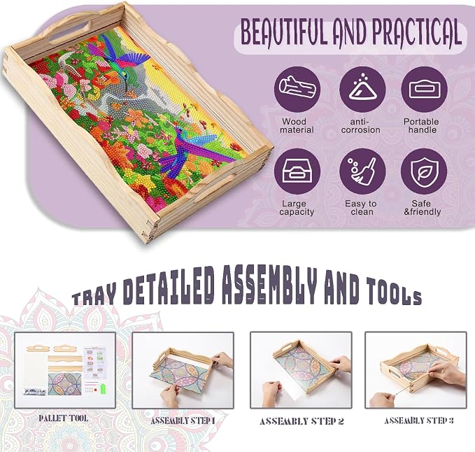 EWJRNSF Diamond Art Kits for Adults Wooden Serving Trays - Image 3