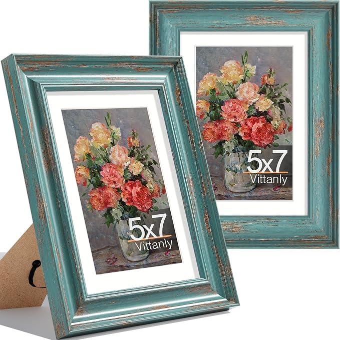 Vittanly 5x7 Picture Frames Set of 2, Ornate Vintage Photo Frame by Vittanly