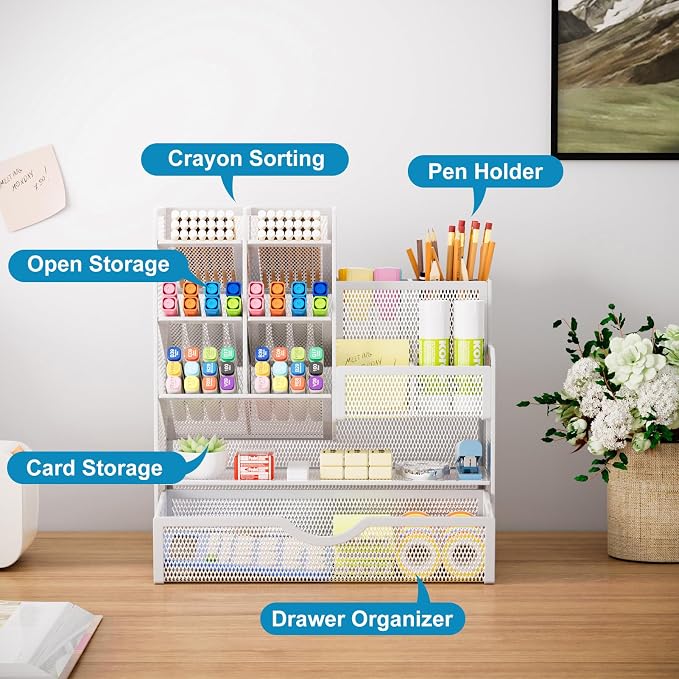 Marbrasse Mesh Pen Holder for Desk, Desk Organizers and Accessories for Office - Image 2
