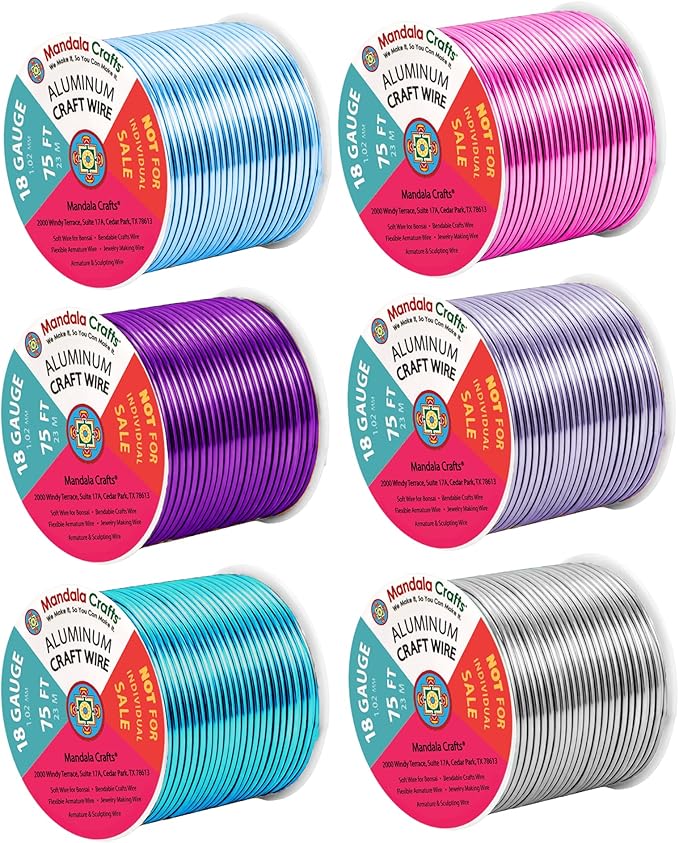 Mandala Crafts 18 GA Turquoise Pink Assorted Anodized Aluminum Craft Wire | 450 by MandalaCrafts