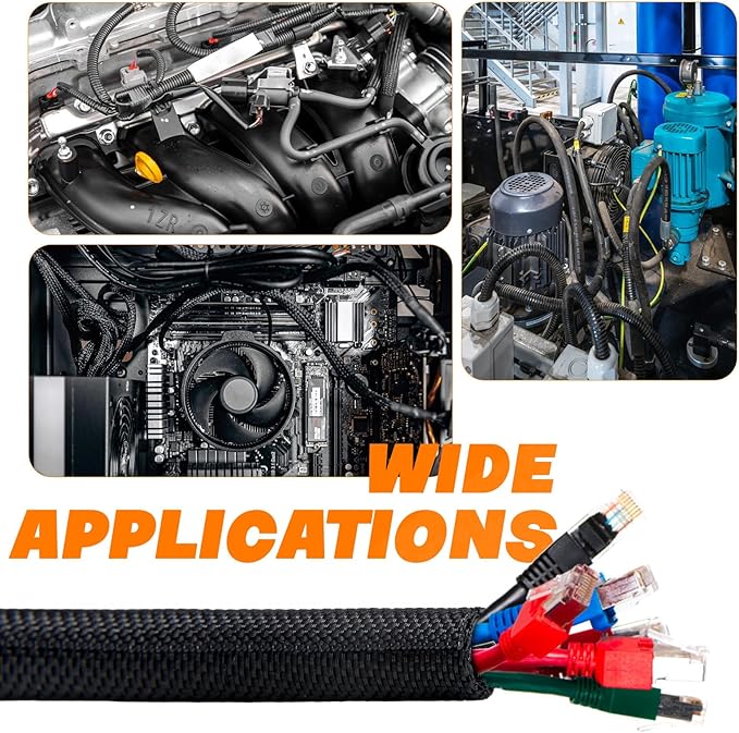 Split Braided Sleeve Cable Management Wire Loom Cord Covers - Image 8