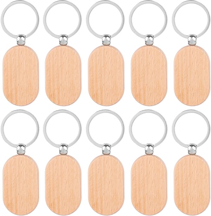 AUEAR, Blank Wooden Key Chain Wood Keychain Key Ring Key Tags Personalized EDC by AUEAR