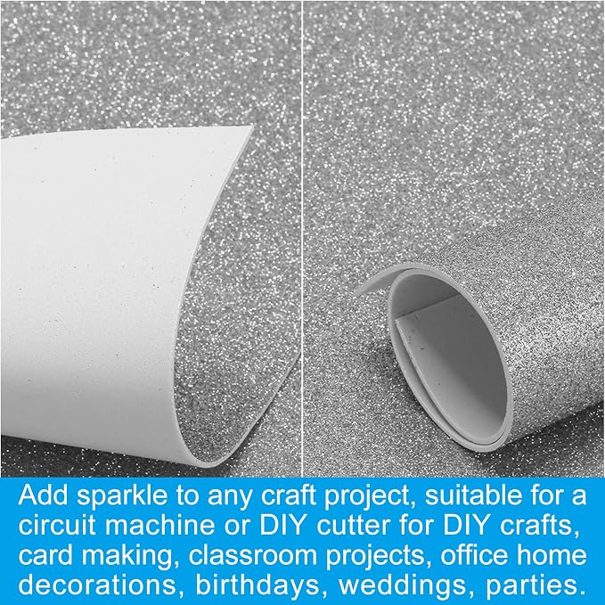 PATIKIL 30Sheets Gray EVA Glitter Foam Sheet 11.8 x 7.9 Inch 2mm Thick Sparkle - Image 5