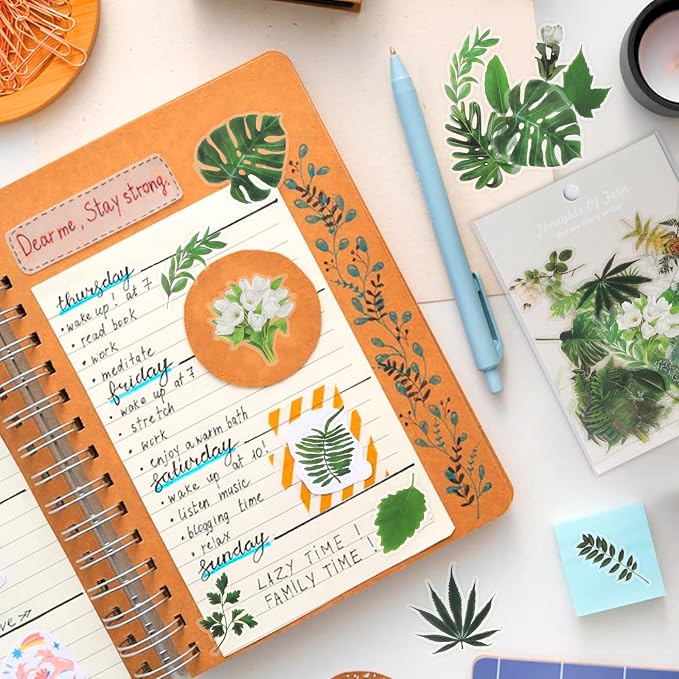 Imeepa 60Pcs Plants Stickers Transparent Scrapbooking Stickers | Waterproof - Image 4