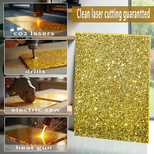 Glitter Acrylic Sheets, 2 Pack | 1/8 in Thick, Cast Sparkly, - Image 4