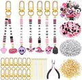 Tondiamo 2823 Pcs Pink Halloween Bead Keychain DIY Craft Making Kit Key Ring by Tondiamo