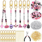 Tondiamo 2823 Pcs Pink Halloween Bead Keychain DIY Craft Making Kit Key Ring by Tondiamo