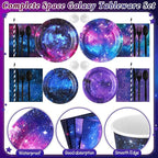 450 Pcs Space Galaxy Tableware Set Decorations, Starry Sky Paper Plates Napkins - Image 3