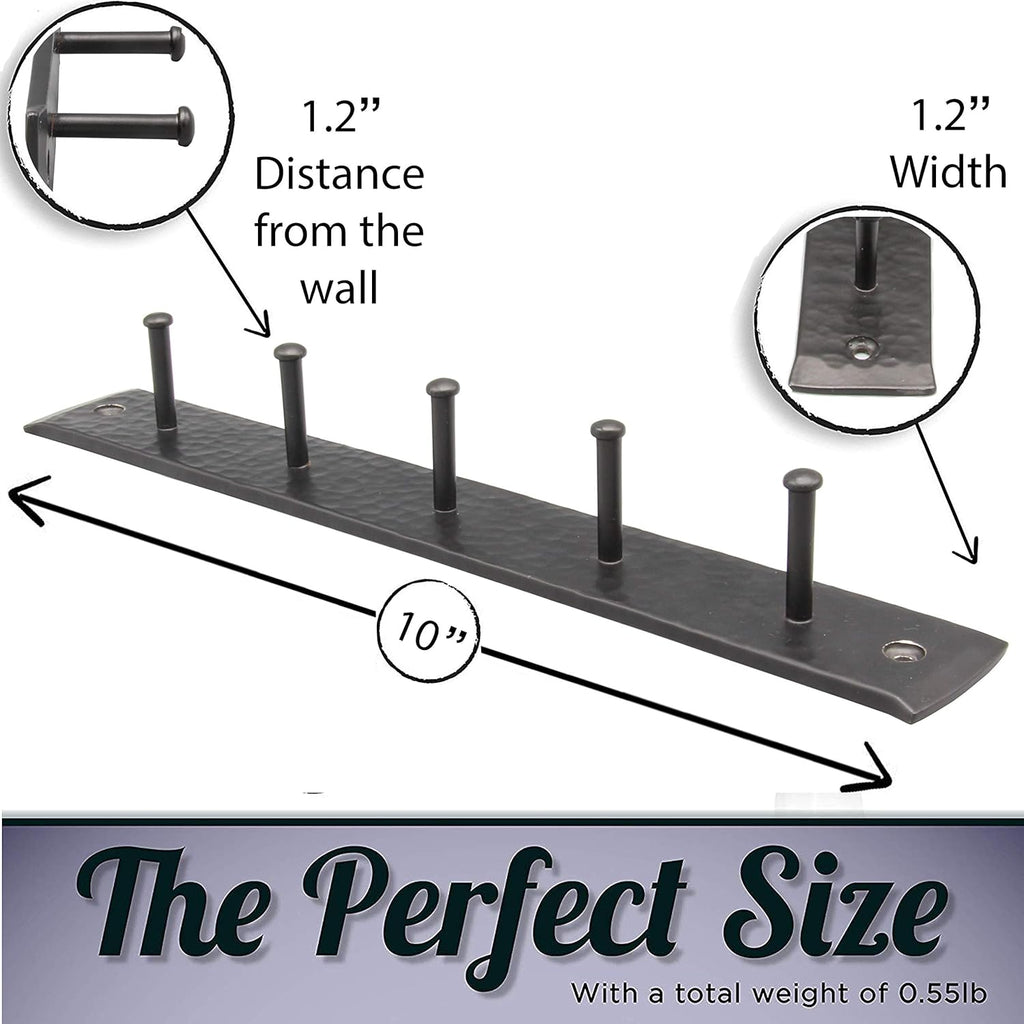 Rustic Wall Hooks for Hanging Accessories, Towel, Leash, Jewelry Hanger - Farmhouse-Style Homes - Vintage Iron Keys and Towels Rack - 10 x 1.2 x 1.2 Inch