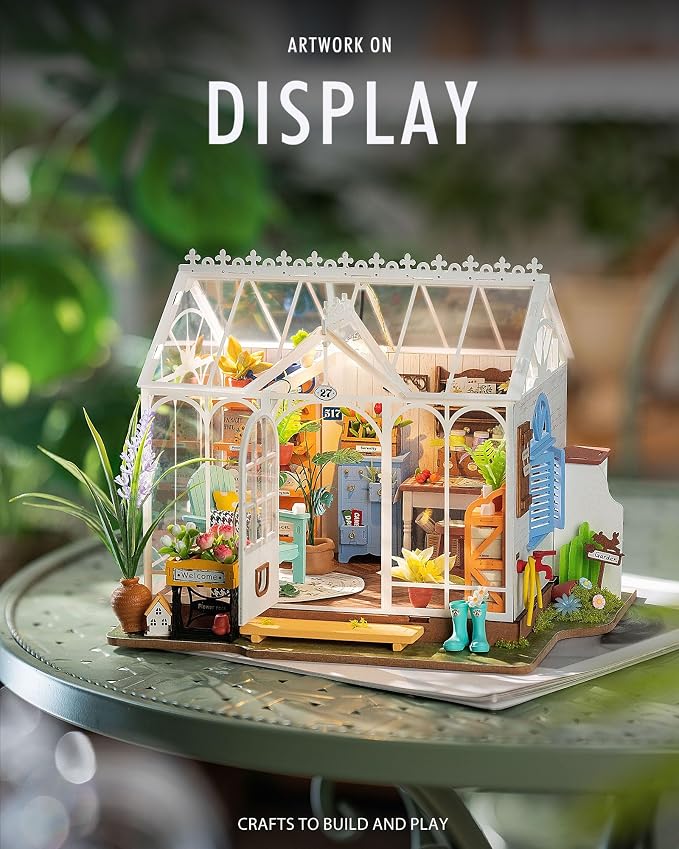 Rolife DIY Miniature Dollhouse Kit, Build 9.6" Greenhouse Diorama Kit Building - Image 3