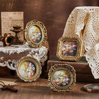 Qunclay Vintage Mini Picture Frames Set of 4, Round Rectangle Ornate Small - Image 4