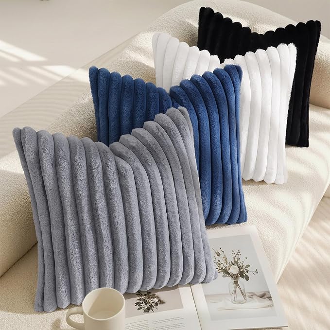 decorUhome Cozy Faux Fur Throw Pillow Covers 18x18 Set of 2 Decorative Soft - Image 7