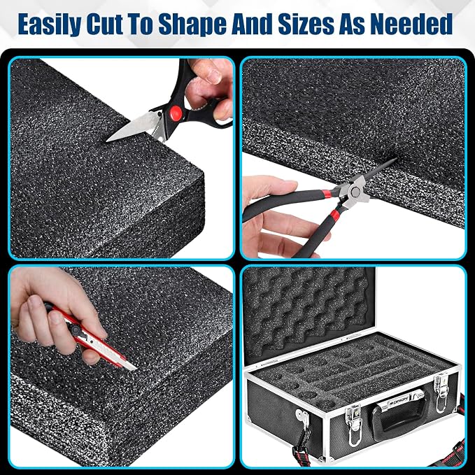 2 PCS Polyethylene Foam Block 12 x 10 x 3.5 In Black Packing Sheet, Thick Foam - Image 5