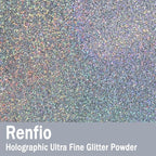 Renfio Holographic Ultra Fine Glitter Powder Metallic Resin Glitter 2.11 Oz PET - Image 2