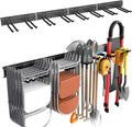 WALMANN Wall Mounted Garden Tool Organizer for Garage, Heavy Duty Folding Chair Storage Rack, 11-Inch Tools Storage Hooks for Shovels, Rakes, Ladders, Hold Up to 400 lbs