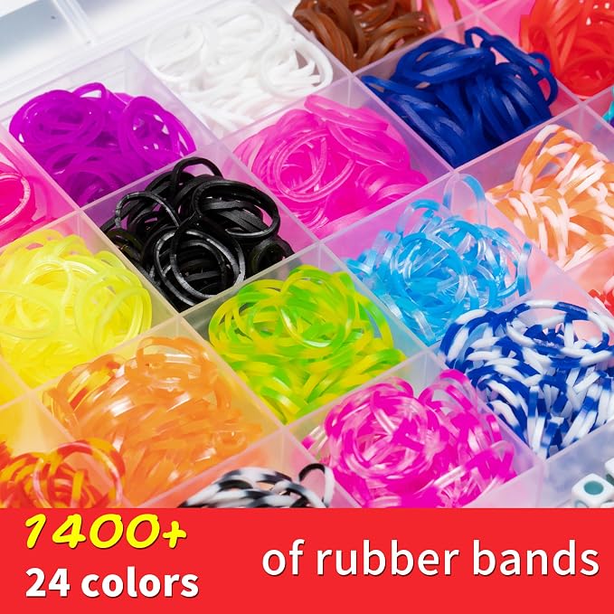 XKDOUS 24 Colors Rubber Band Bracelet Kit, Bracelet Making Kit - Image 7
