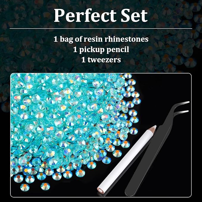 4000pcs 4mm Resin Rhinestones Bulk, Transparent Lake Blue AB Flatback Round - Image 4