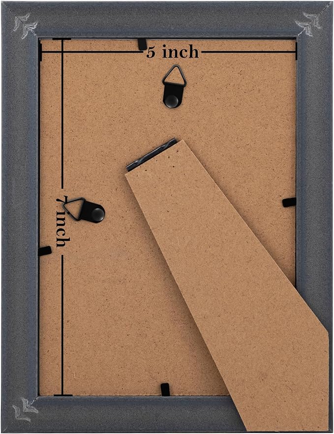 eletecpro 5x7 Vintage Picture Frame, Glass Cover, Horizontal or Vertical - Image 4