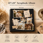 DIY Scrapbook Album 10x10 Inch 40 Pages, Hardcover Kraft Paper | Photo Book - Image 2