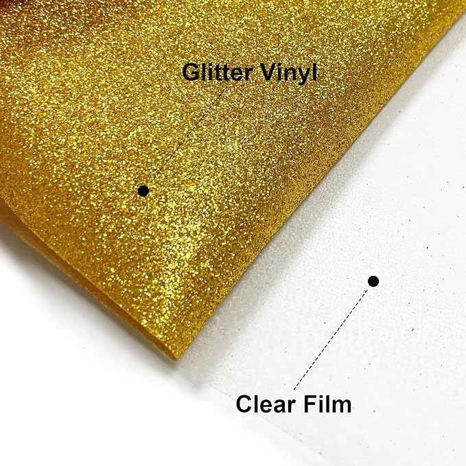Efuncro- Gold Glitter HTV 12'' x 8FT Heat Transfer Vinyl, Iron on - Image 3