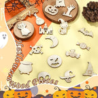 LiQunSweet 200 Pcs Mixed Styles Halloween Theme Unfinished Wood Cutout Pumpkin - Image 6