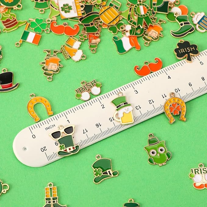 SANNIX 110Pcs 55 Pairs St. Patrick's Day Charms St. Patrick's Shamrock Charms - Image 2