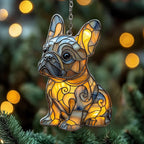 Golden Swirl French Bulldog Acrylic Suncatcher by Unknown