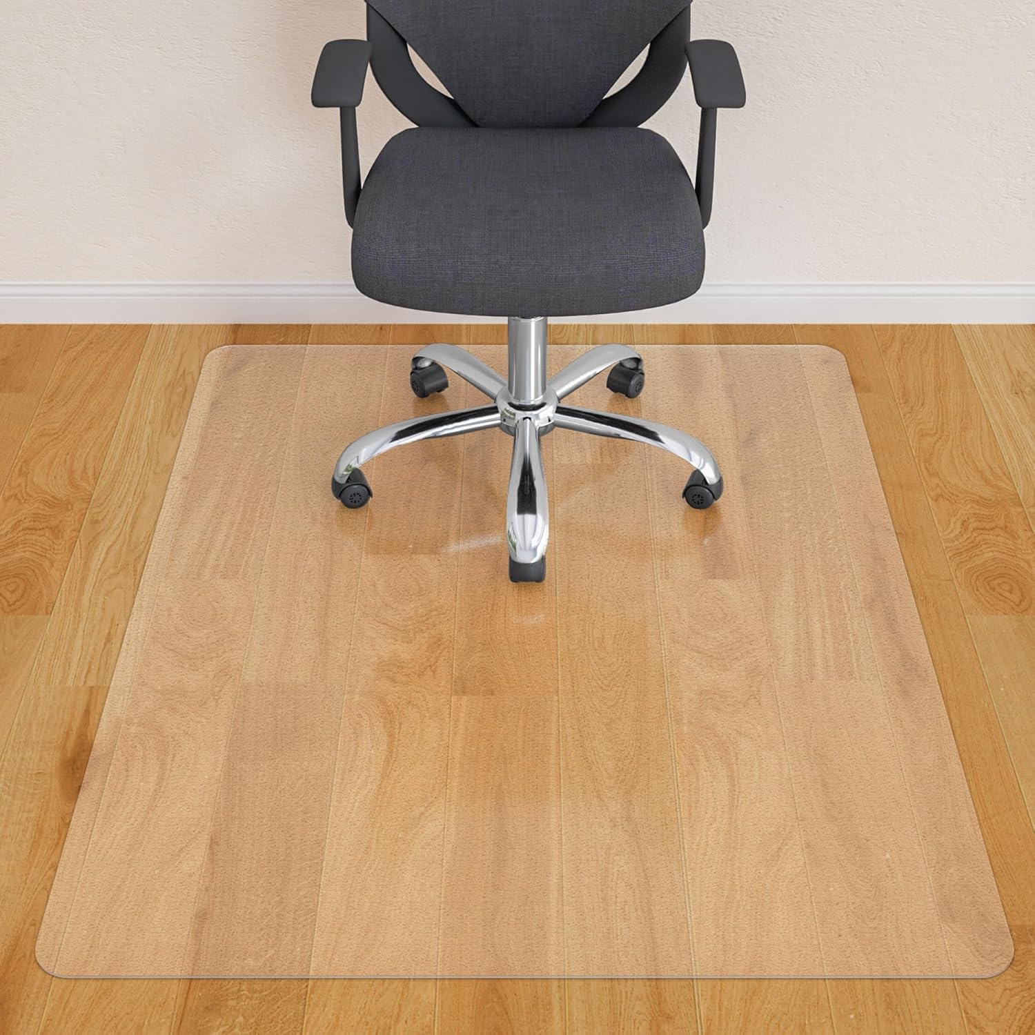 Office Chair Mat for Hardwood Floor- 46" x 60" Clear Desk Computer Chair Mat for Hard Wood/Tile Floors, Easy Glide Plastic Mat for Under Office Chairs on Hardwood for Work & Home