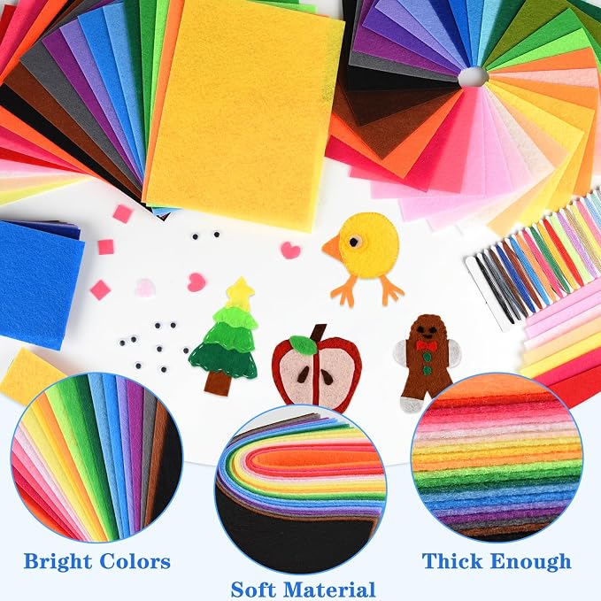 NEBURORA 80PCS Felt Fabric Sheets Craft Kit - Image 3