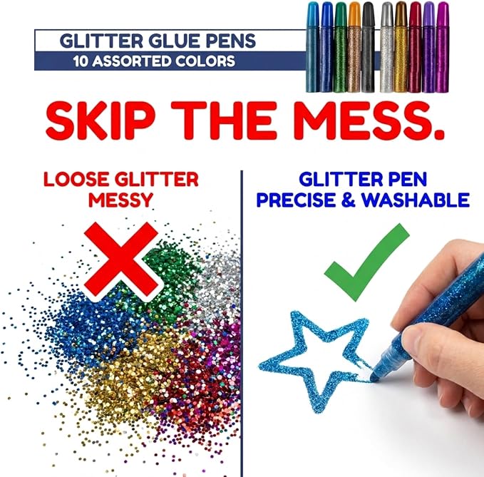 Tassel Toppers Non Toxic Washable Glitter Glue Stick Set, Quick Drying Color - Image 7