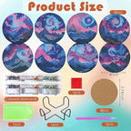 ijbnhd 8 PCS Aurora Diamond Art Coasters Diamond Painting Coasters | Diamond - Image 3