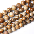 Natural Picture Jaspers Stone Beads Round Smooth Gemstones Loose Spacer Beads by NaturalStoneBeads