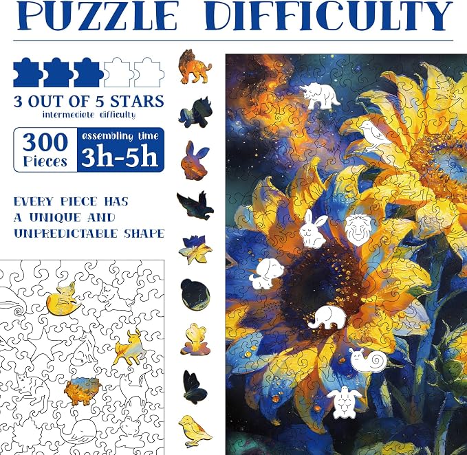 300pcs Wooden Puzzles for Adults Unique Animal Shaped Pieces | Colorful Funny - Image 3