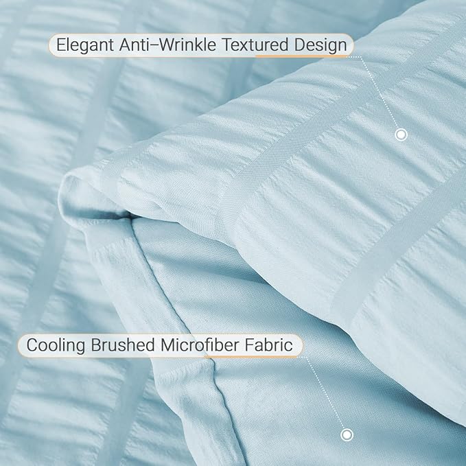 MUXHOMO 5 Pieces Twin XL Comforter Set, Seersucker Bed in a Bag Twin XL Size - Image 6