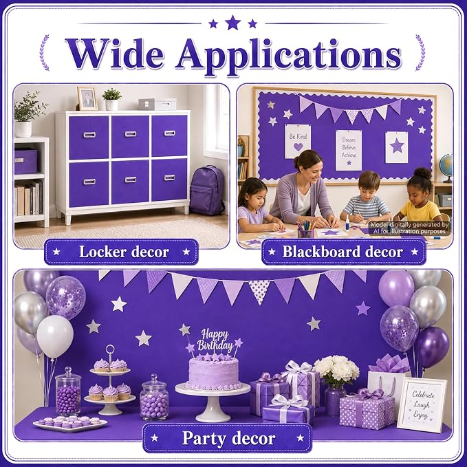 Purple Bulletin Board Roll Non-Woven Fabric Poster 16in X 12ft | Back to School - Image 7