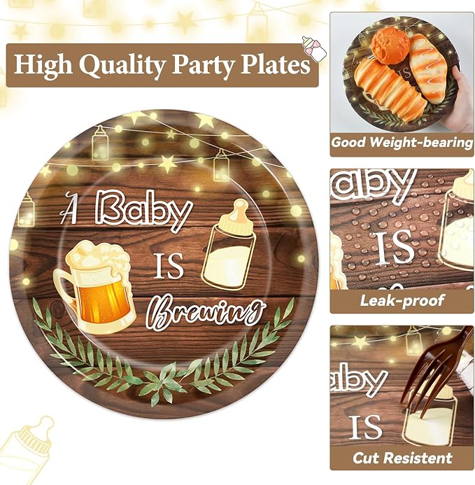 50 Guests A Baby is Brewing Baby Shower Plates and Napkins Party Supplies Baby - Image 4