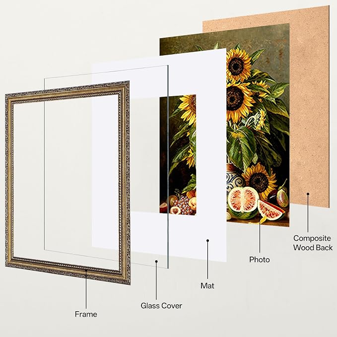 eletecpro 11x14 Vintage Picture Frame, Glass Cover, Bronze Gold, Horizontal or - Image 2