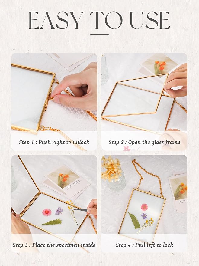 REDHUGO Hanging Pressed Flower Frames, Double Glass Floating Picture Frame - Image 8