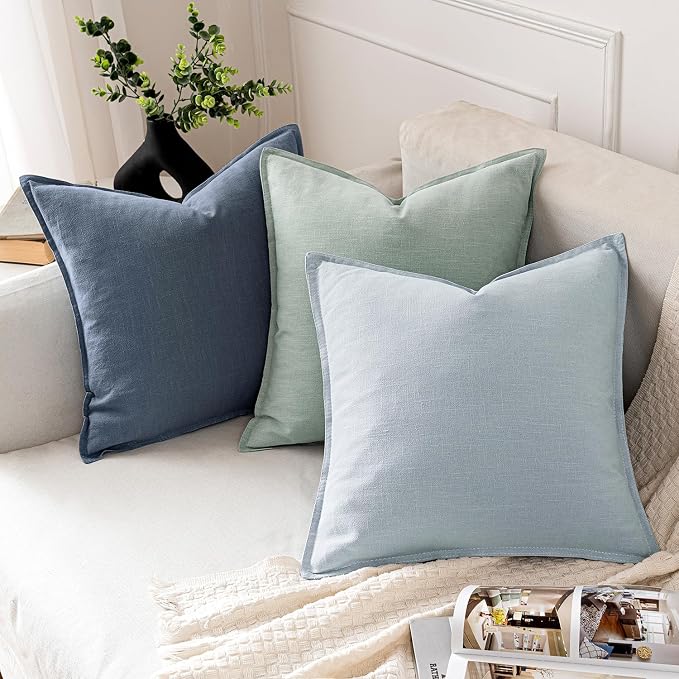 MIULEE Decorative Linen Pillow Covers 20x20 Inch Blue Ashes Boho Farmhouse - Image 4
