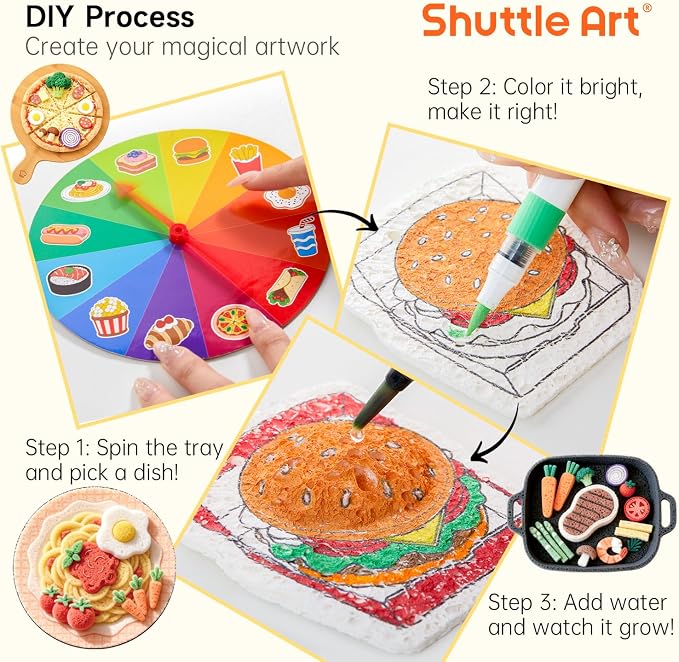 Shuttle Art 104 Pcs Magic Foam Texture Painting Kit Food Series: 34 Food Foam - Image 3
