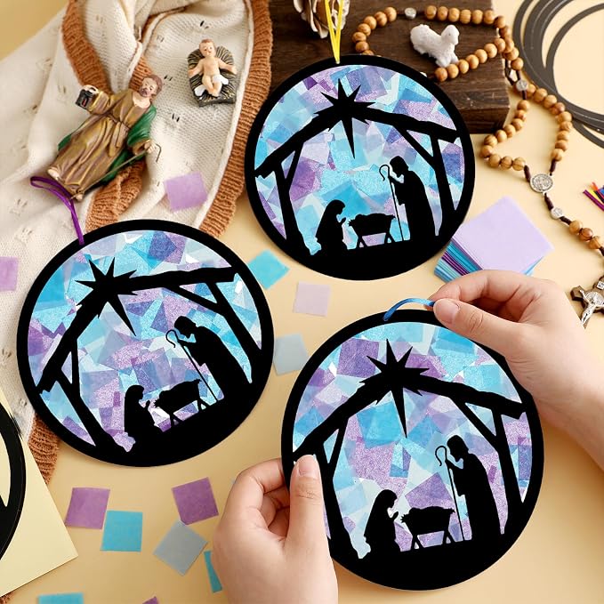 Eersida 32 Sets Christmas Nativity Suncatchers Craft Kit DIY Christianity - Image 2